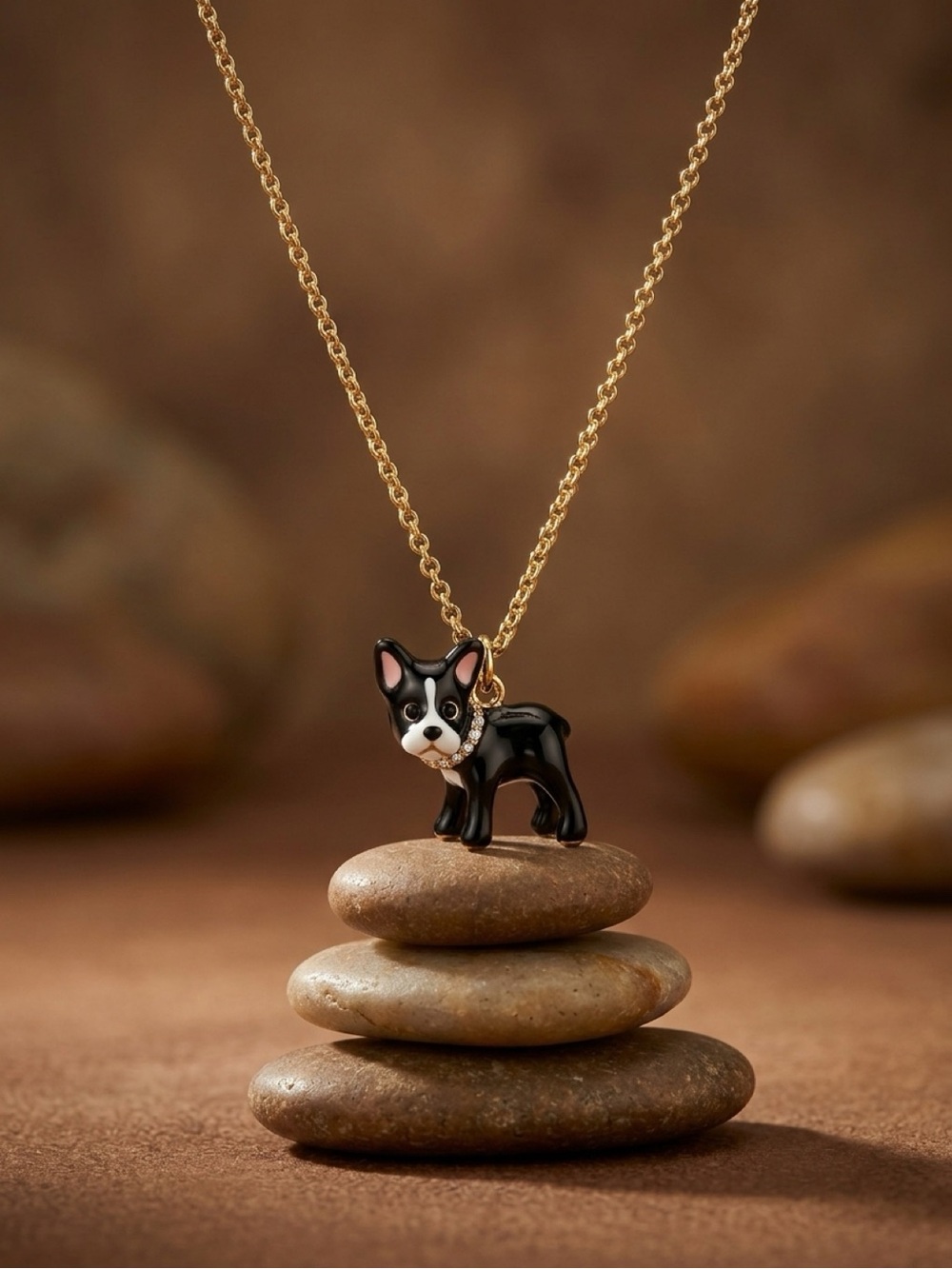kate spade Black Dog Pendant Necklace with Gold Chain